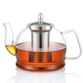 HIWARE glass teapot front view showing clear borosilicate and capacity benefit