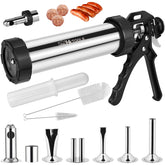 HK jerky gun front view showing polished stainless benefits