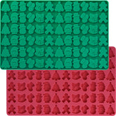 HKNMTT front view of two holiday silicone trays showing all shapes and benefits