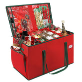 HKQ front view of holiday storage box showing durable exterior and handle