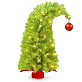 HMASYO front view lit tabletop tree showing compact festive impact
