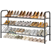 Hoctieon front view of 3-tier shoe rack showing organized pairs and neat entryway