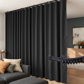 hoeflife front view showing ceiling track and blackout panel for instant privacy