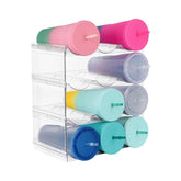 HOGARSWE front view showing organized tall tumblers and bottles for tidy storage
