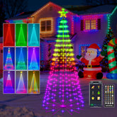 Holaurora front view of 7FT cone tree showing full light display and curb appeal