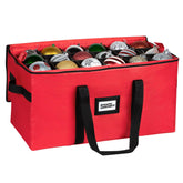HOLDN’ STORAGE front view of closed ornament container showing durable build and holiday color