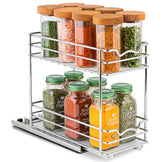 HOLDN’ STORAGE front view of pull-out organizer shows neat spice storage and quick access
