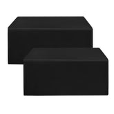 HolidayIdeas front view fitted black tablecloth showing neat professional finish
