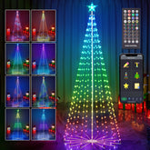 HOLILLUMA front view prelit cone tree showing vibrant multicolor display and curb appeal