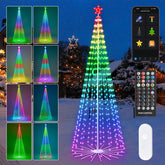 HOLILLUMA front view of pre-lit 9ft tree showing full RGB illumination benefit