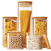 HomArtist front view of all five jars showing organized pantry benefit