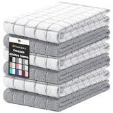Homaxy front packaging showing six light grey towels, convenient set