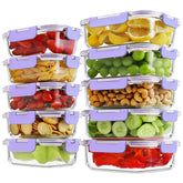 HOMBERKING front view of full meal prep set showing all containers and lids, organized