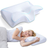 HOMCA front angled pillow showing shape and neutral spine support