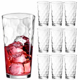 Home Essentials front view of ten highball glasses showing set quantity and clarity benefit