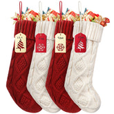 HOMEBROS front view of four burgundy and white stockings showing festive display benefit