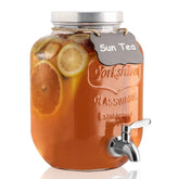 HomeFeel front view glass dispenser showing clear jar and neat profile benefit aesthetic serving