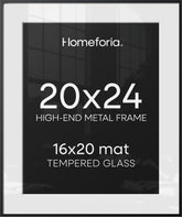 Homeforia front view showing sleek matte-black frame and framed print benefit clarity