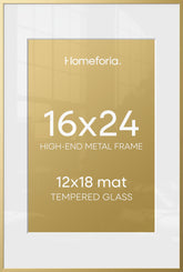 Homeforia gold frame front view showing polished champagne finish and modern appeal