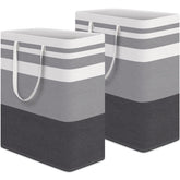 HomeHacks front view of two large grey hampers showing capacity and neat packaging