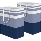 HomeHacks front view of blue tall hamper showing upright structure and large capacity