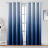HOMEIDEAS front view of navy ombre curtains showing gradient and elegance