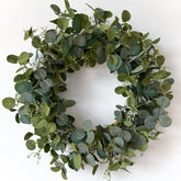 HomeKaren eucalyptus wreath front view shows full greenery and curb appeal