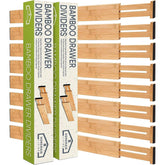 Homemaid Living front packaging showing 8-pack bamboo dividers and benefit of organized drawers