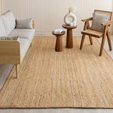 HOMEMONDE front view of 8x10 braided jute rug showing natural tone and shape