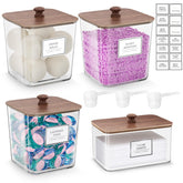 HomePekite front view showing clear acrylic containers and dark brown lids for neat storage