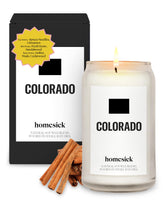 Homesick Colorado front jar showing label and full packaging, evokes Rockies