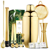 Homestia gold shaker front view showing polished finish and professional look
