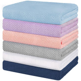 HOMEXCEL front view of six-pack towels showing color variety and compact packaging benefit