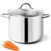 HOMICHEF stock pot front view with mirror finish for elegant serving