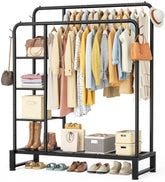 HOMIDEC full view of rack showing dual rods and four shelves for organized storage
