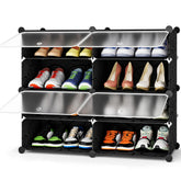 HOMIDEC front view of assembled shoe rack showing clean storage benefit