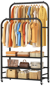 HOMIDEC front view full assembly showing organized garments and mobility benefit