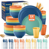 Hommaly front view of full 64-piece JadePeak Lake Sunset set showing all items