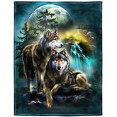 HommomH front view of moon wolf throw showing design and cozy appeal