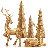 Hommtina front view of rose gold reindeer and mini trees, adding festive sparkle