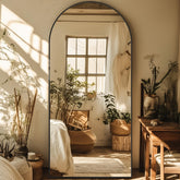Homsion front view of arched full-length mirror, clear full-body reflection benefit