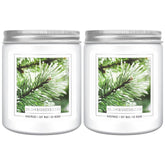 Homsolver front view of two balsam fir jar candles showing clean design and easy placement