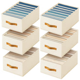 Homsorout front view of six-piece beige organizer set showing neat storage benefit