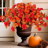 Homsunny front view of two autumn hibiscus bundles showing bright seasonal color