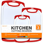HOMWE front packaging showing three red cutting boards and contents benefit