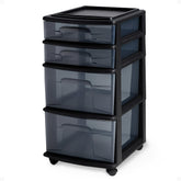 HOMZ front view of 4-tier tower showing clear drawers for quick identification