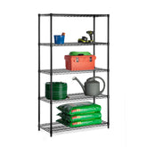 Honey-Can-Do front view of five-tier shelving showing sturdy storage benefits