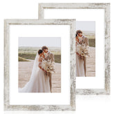 Hongkee front view of distressed white frame showing clean lines and farmhouse style benefit display clarity
