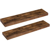HOOBRO front view of rustic brown floating shelves showing clean lines and styling benefit