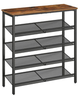 HOOBRO front view showing rustic brown shelves and industrial frame for organized storage